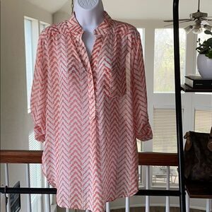 𝅺❤️ XTAREN Orange Chevron Tunic Blouse Size M ❤️
